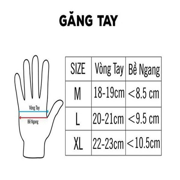Chọn găng tay tập Gym theo size phù hợp.