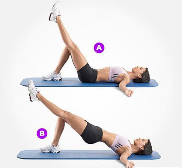 Nâng 1 chân trên giường giúp bụng dưới phẳng hơn