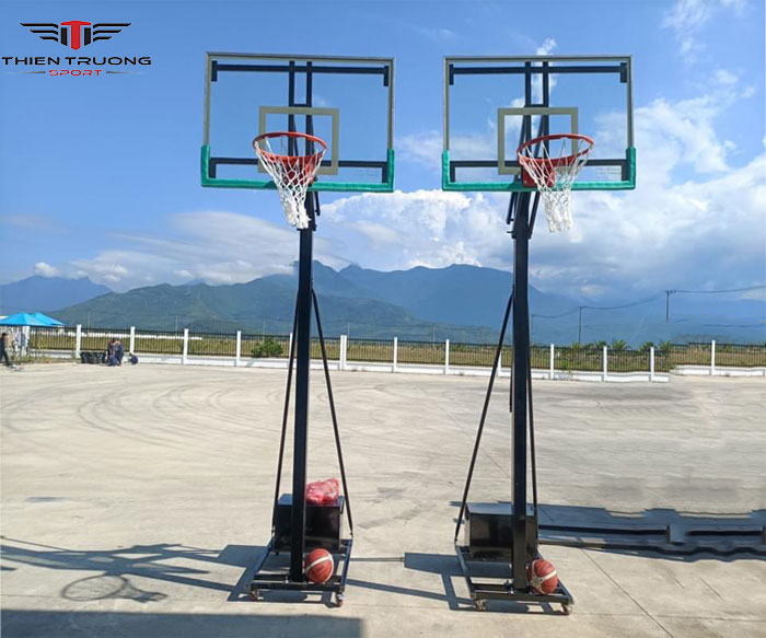 Trụ bóng rổ di động DA-09 (bảng kính cường lực) dễ dàng điều chỉnh độ cao