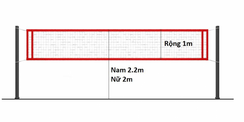 Kích thước trụ lưới bóng chuyền tiêu chuẩn